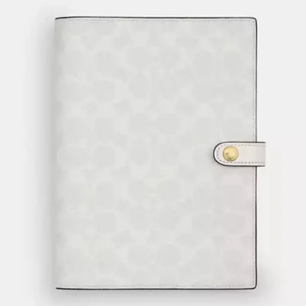 NWT 🤍 Coach Notebook in Signature Canvas and Smooth Leather • Chalk / White